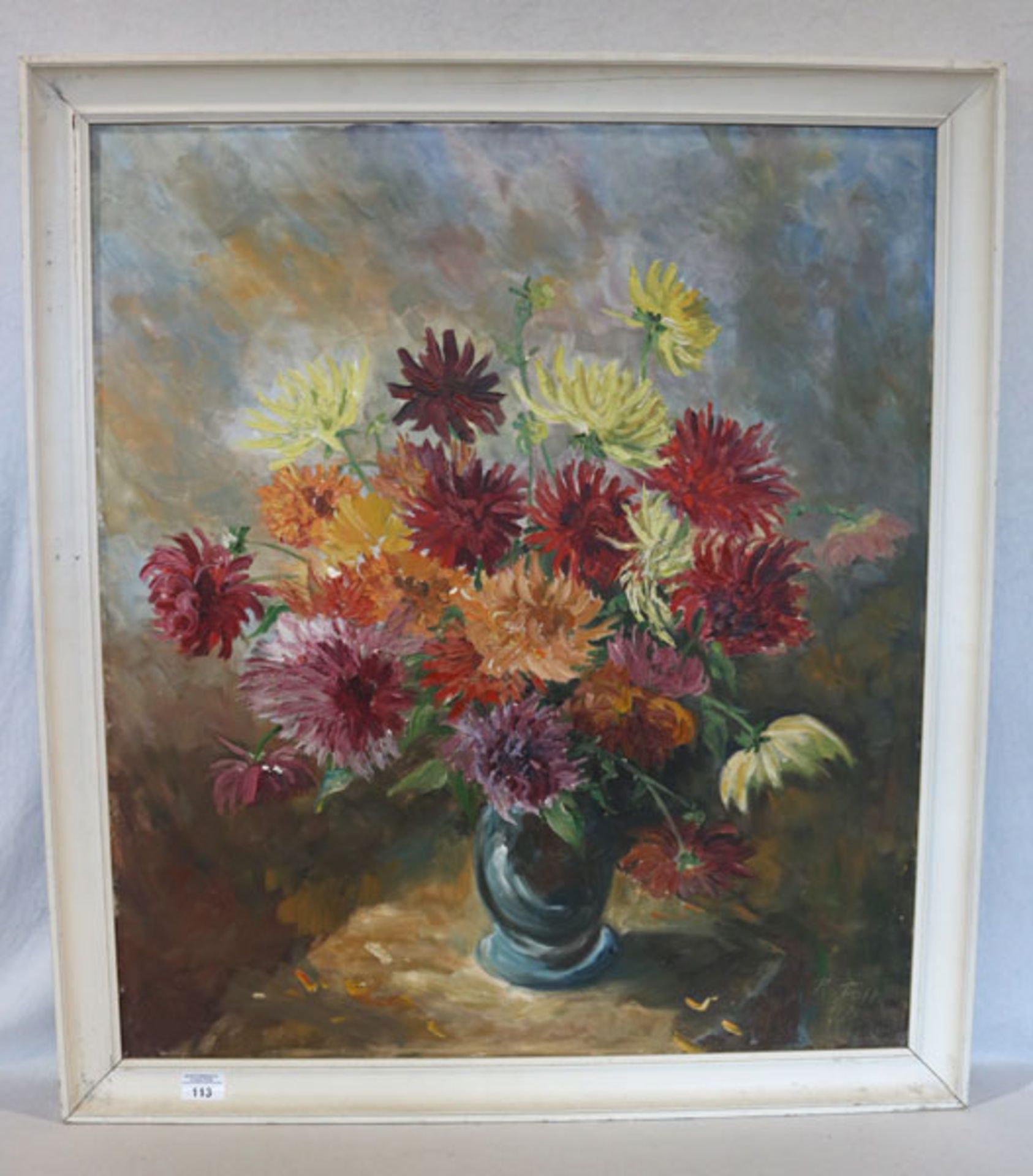 Gemälde ÖL/LW 'Blumenstillleben in Vase', signiert R. Falk, datiert 1972, gerahmt, Rahmen