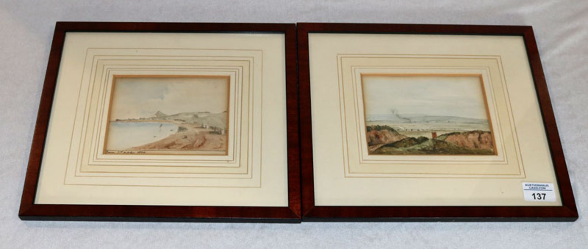 2 Aquarelle 'Dover-Ansichten 1834', eines rückseitig bezeichnet Plumstead, 14. März 1834, mit