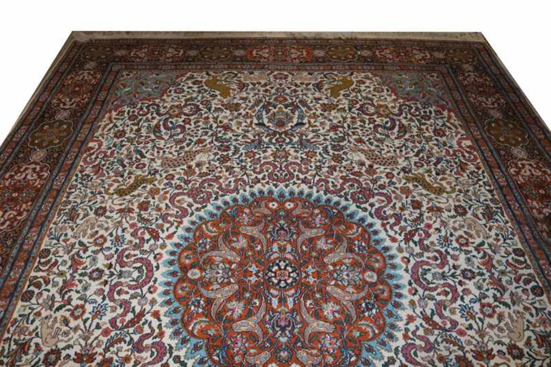 Teppich, Täbris, beige/bunt, leichte Gebrauchsspuren, 380 cm x 275 cm