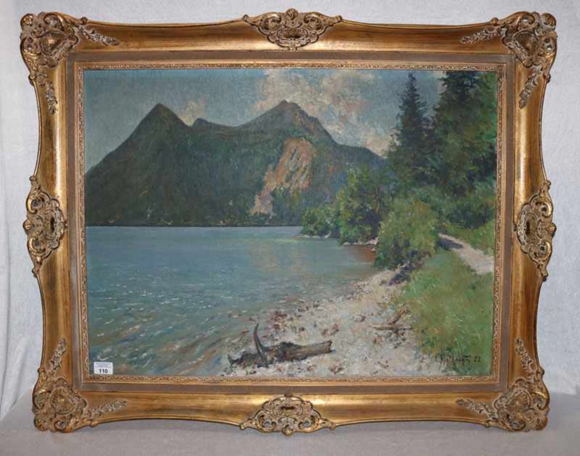 Gemälde ÖL/LW 'Am Walchensee', signiert A. Spethmann, datiert 22, * 1894 Hamburg + 1986 Bad Tölz,