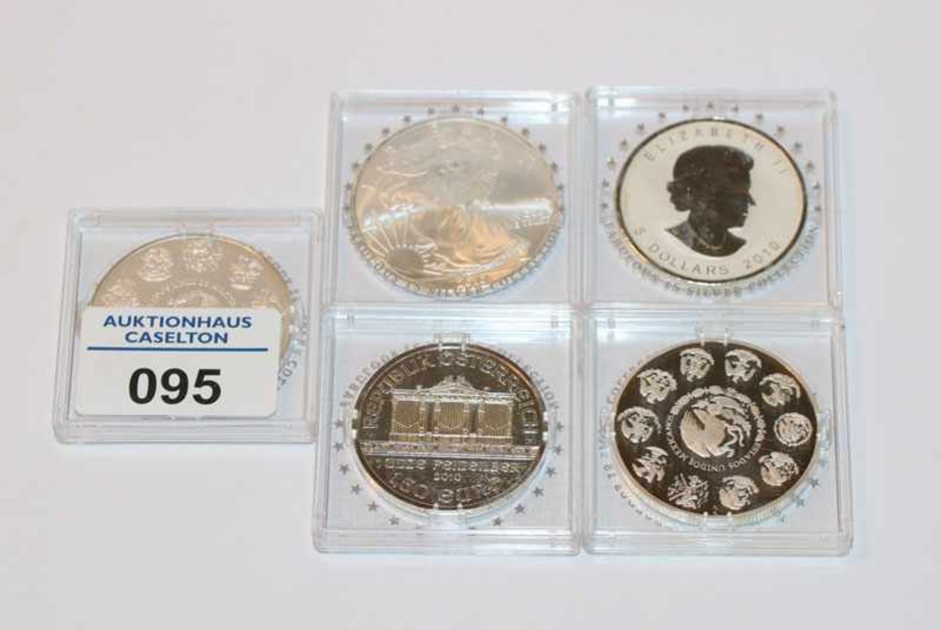 5 x 1 Unze Silbermünzen, Mexiko, USA, Österreich und Kanada