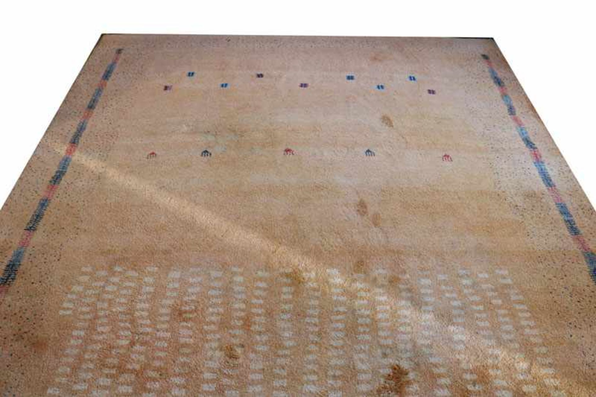 Teppich, Berber, orange/blau/rot, Gebrauchsspuren, teils fleckig, 328 cm x 240 cm, Versand per