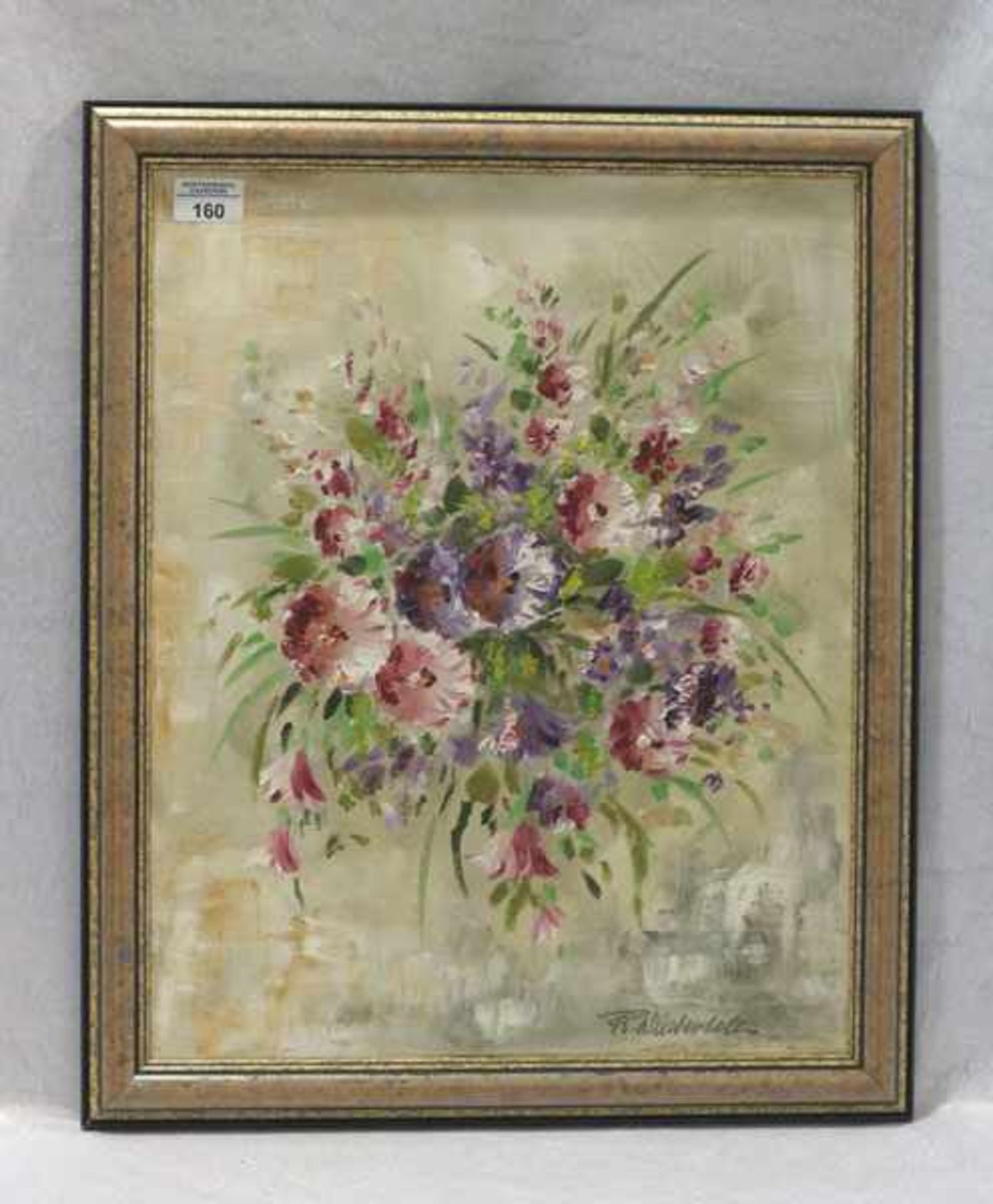 Gemälde ÖL/LW 'Blumenstilleben', signiert Fr. (Franz) Winterholler, Maler und Freskant aus