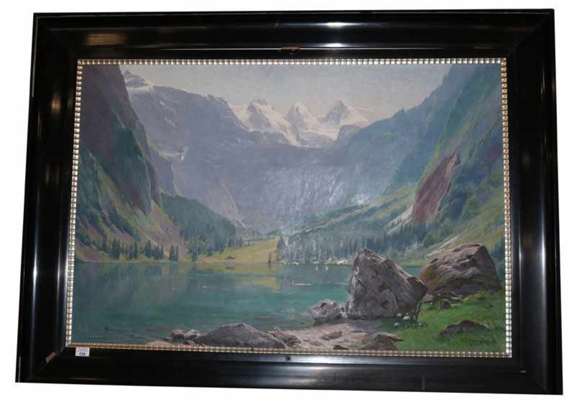 Gemälde ÖL/LW 'Obersee', signiert H. Kiekebusch, Herman, * 1857-?, LW leicht beschädigt, gerahmt,
