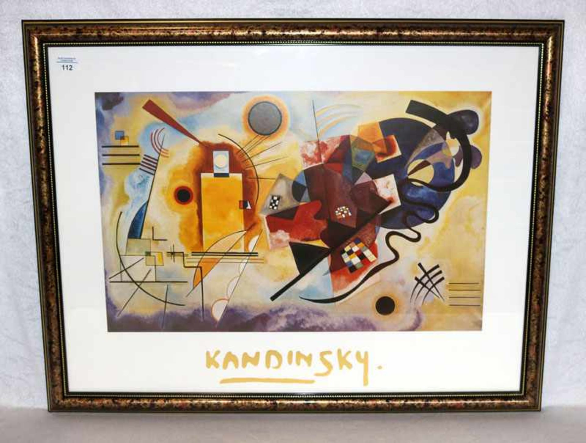 Kunstdruck nach Kandinsky, schön unter Glas gerahmt, Rahmen leicht bestossen, incl. Rahmen 68 cm x