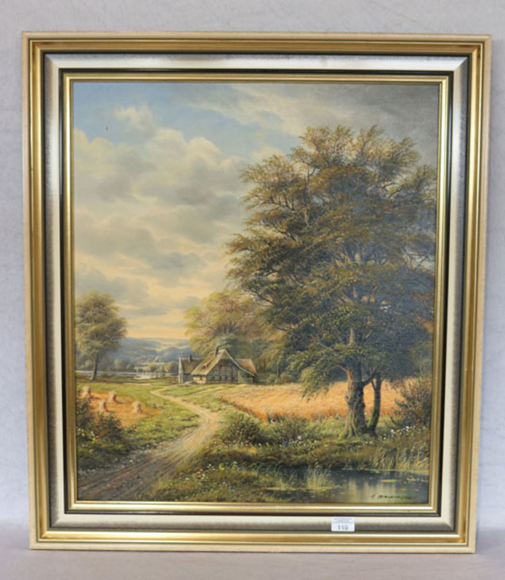 Gemälde ÖL/LW 'Sommerlandschaft', signiert H. (Horst) Baumgart, gerahmt, incl. Rahmen 84 cm x 74 cm