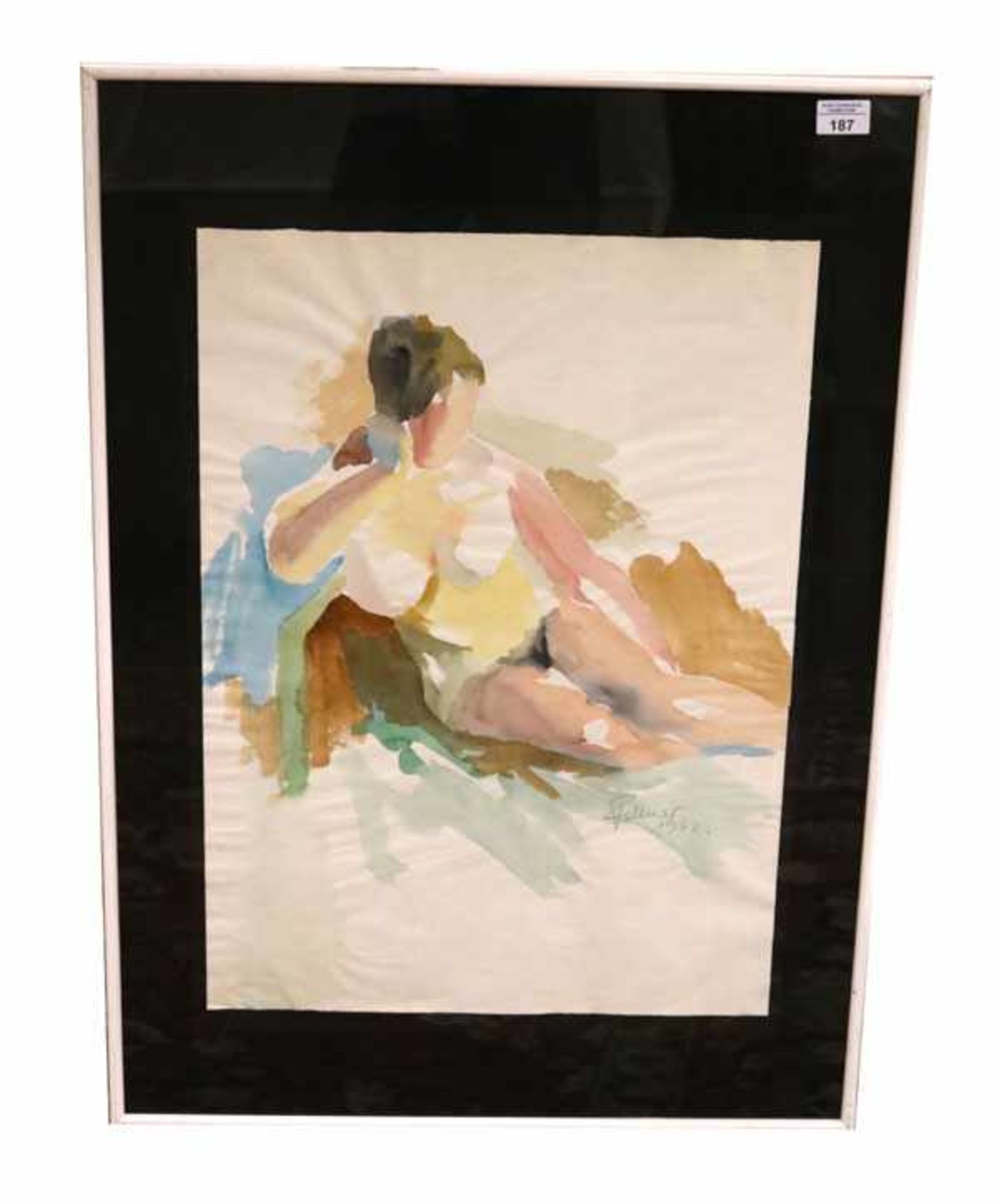Aquarell 'Damenbildnis', signiert Fellner, Jean-Pierre, datiert 1962, unter Glas gerahmt, Rahmen