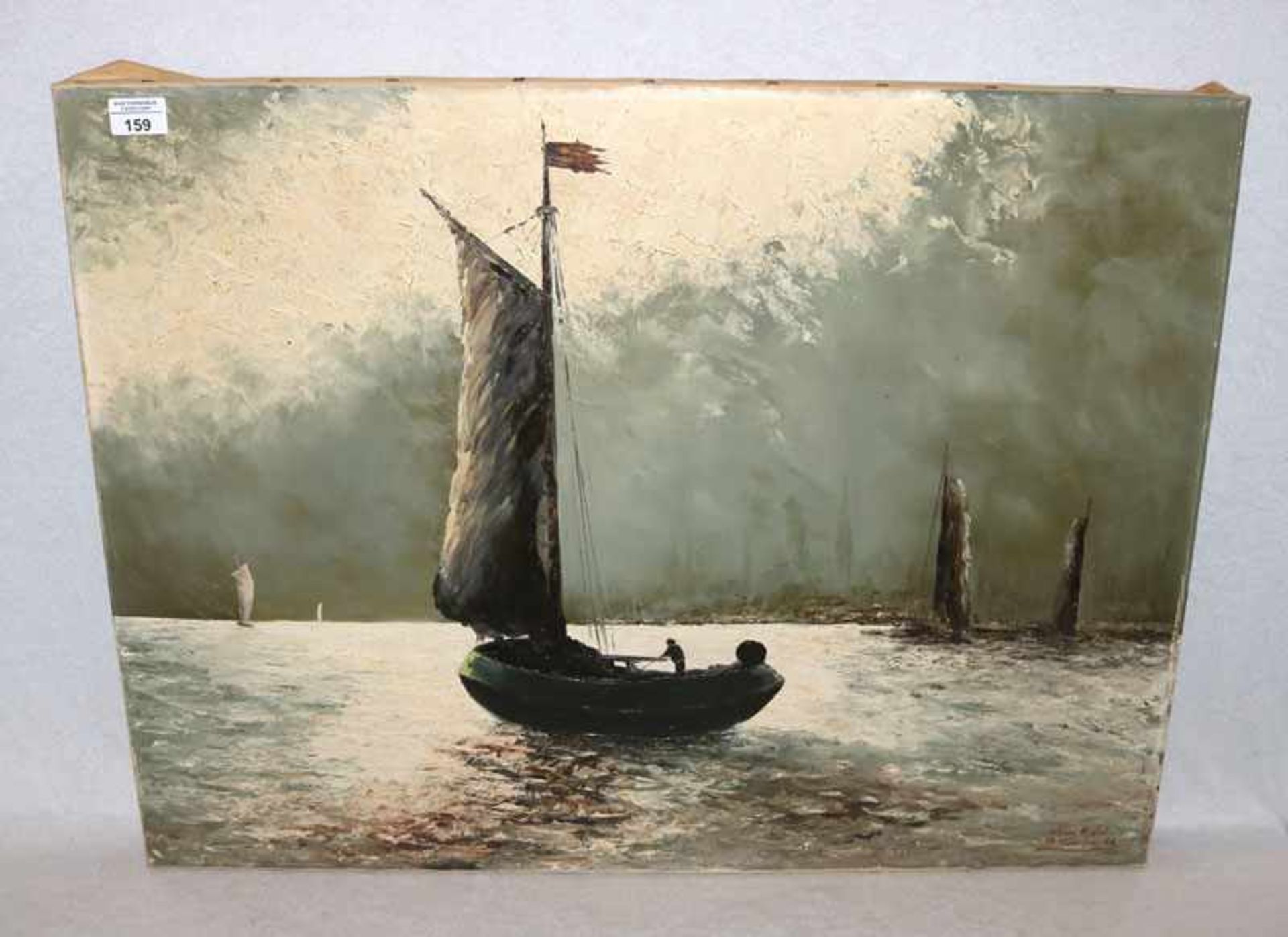 Gemälde ÖL/LW 'Segelschiffe', signiert Johann N. Zott , München 1958, ohne Rahmen 60 cm x 80 cm