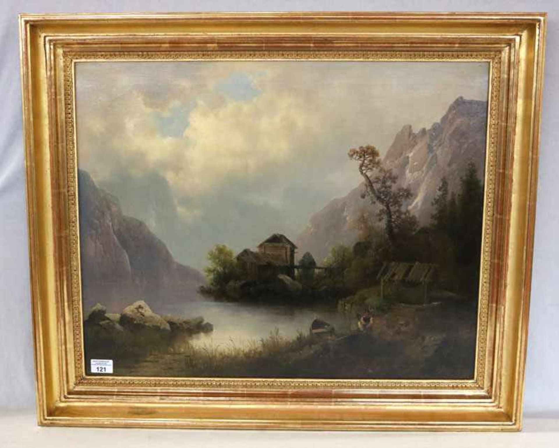 Gemälde ÖL/LW 'Landschaft im Gebirge', monogrammiert JST, Josef Thoma, * 1828 Wien + 1899, Schüler