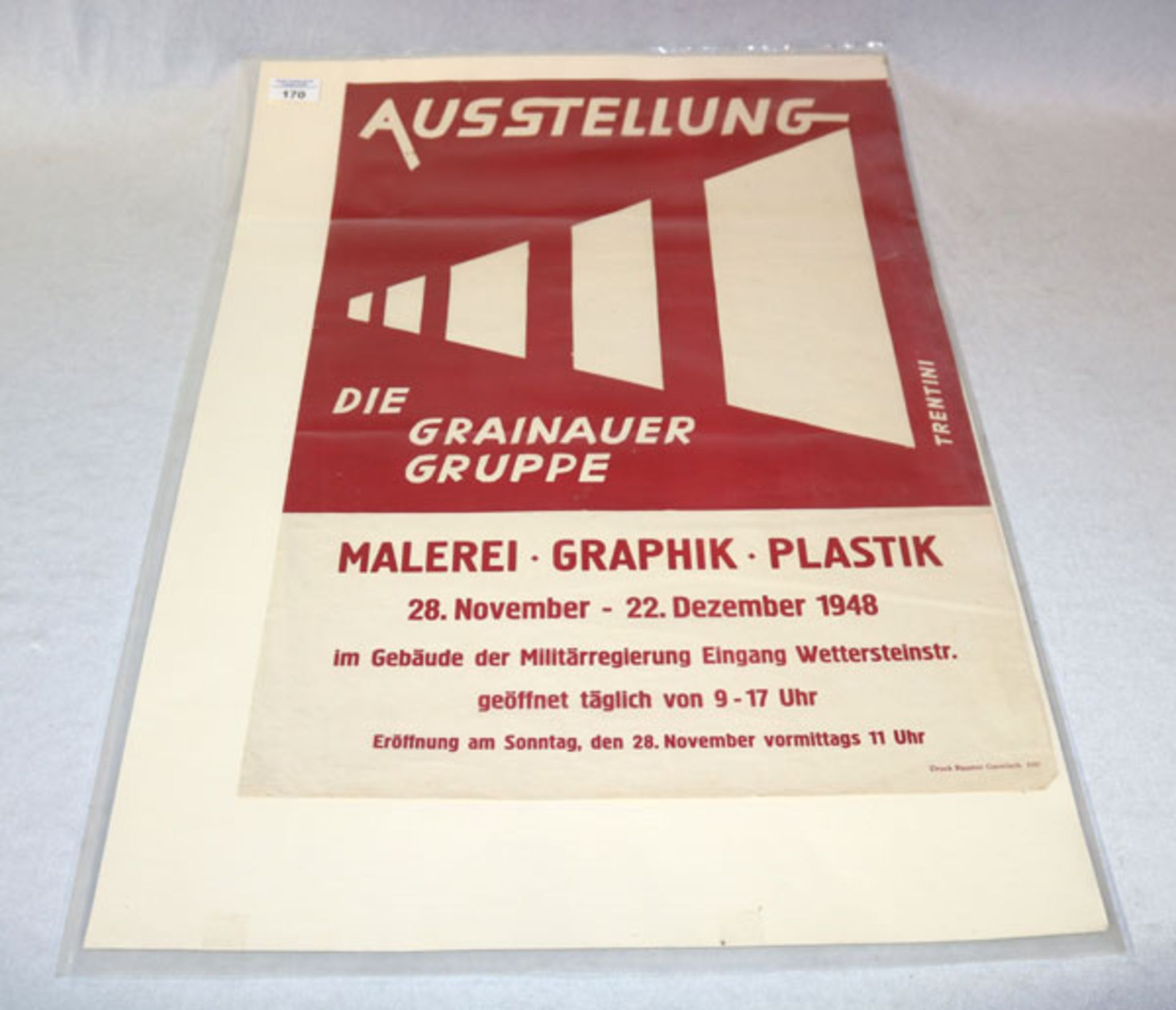 Plakat 'Die Grainauer Gruppe', Kunstausstellung 1948 in Garmisch-Partenkirchen, 59 cm x 41 cm