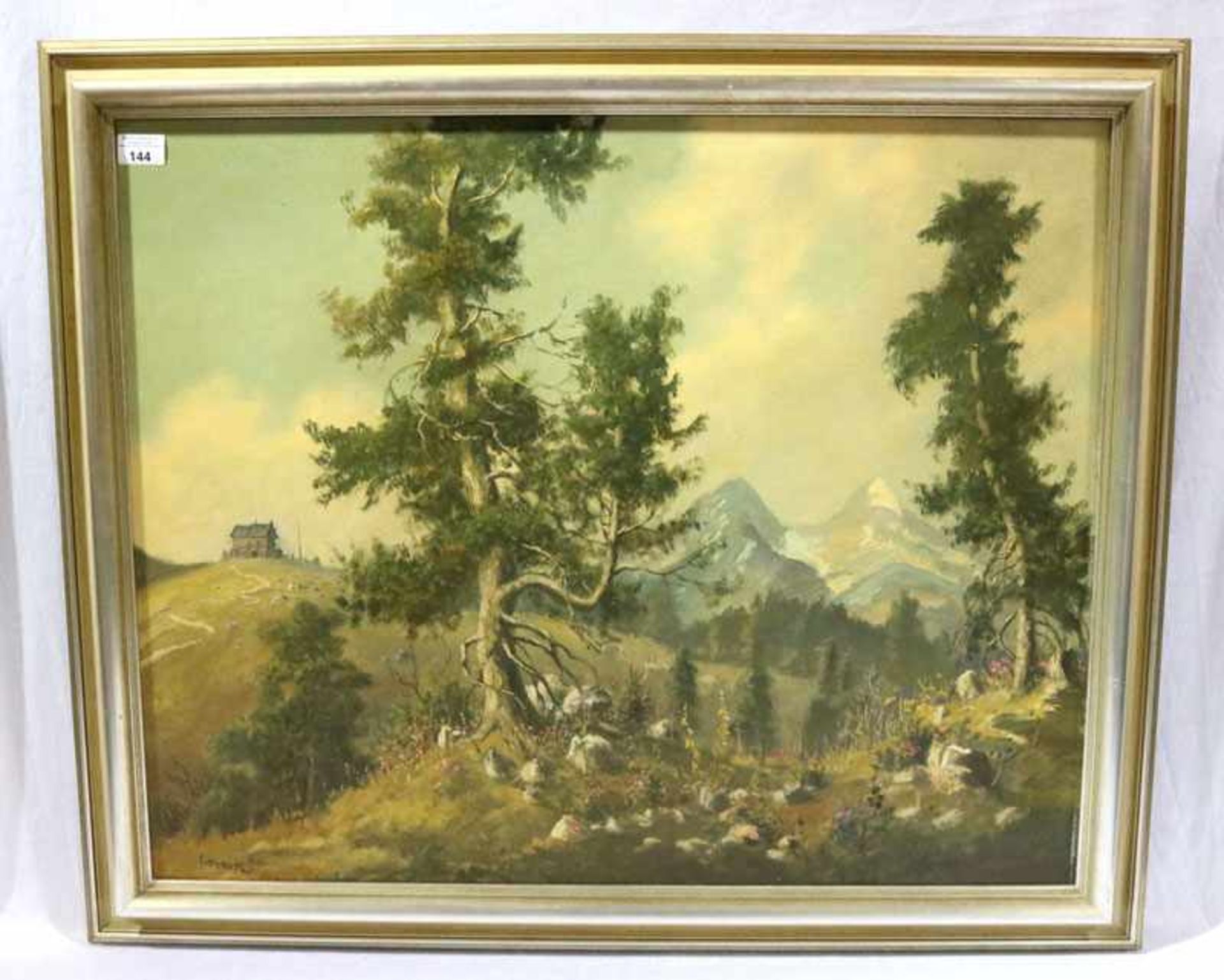 Gemälde ÖL/Hartfaser 'Im Wettersteingebirge', signiert Loreck, C., Maler, Aquarellist, Landschaften,