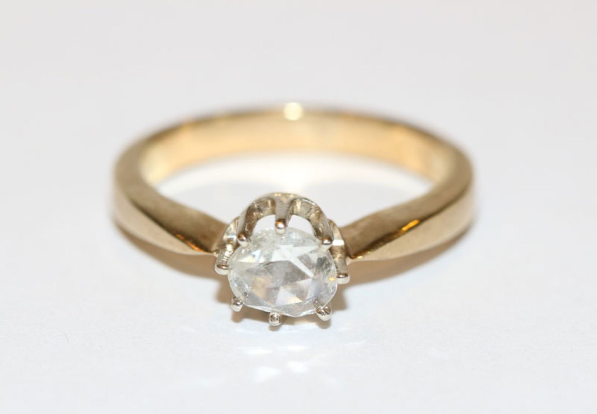 8 k Gelbgold Ring mit Rosendiamant, Gr. 55