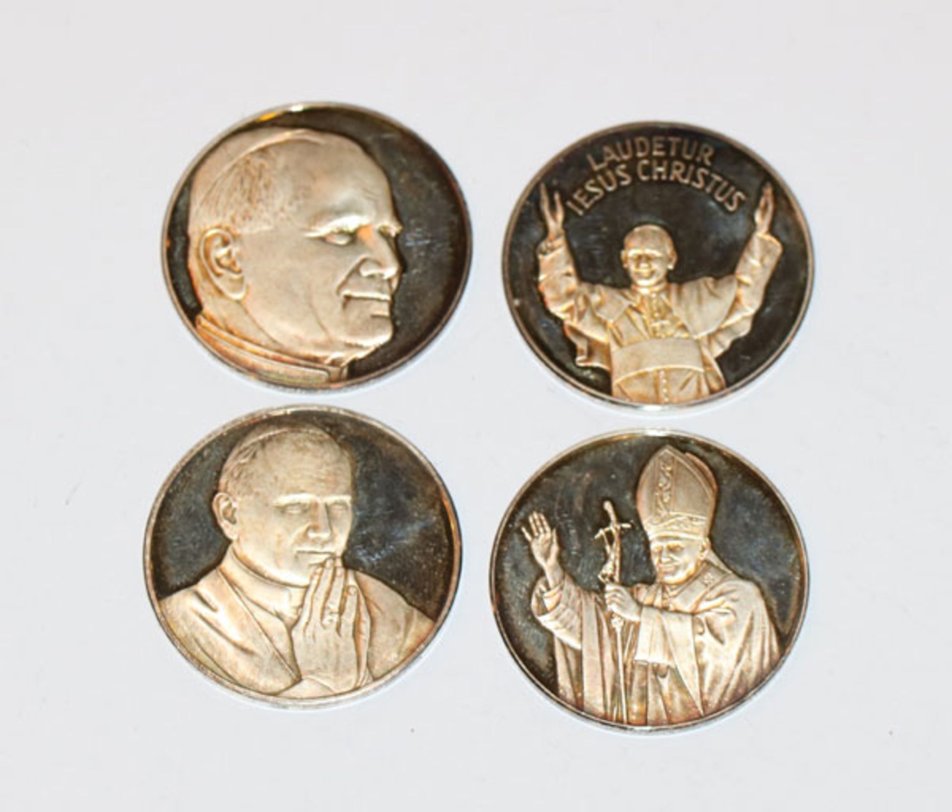 4 Silber Medaillen, Papst Johannes Paul II., 59,4 gr., in Etui