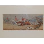 Attributed to Alken – watercolour – 'Capping the Tail Hound', 5” x 12”.