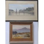 M. Igglesden – a small watercolour – Haytor, together with a pencil study with watercolour by C.