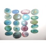 20 blue oval Ruskin cabochon plaques, 20 other oval Ruskin plaques and four square examples. (44).