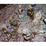 Five continental porcelain figures and three others – a/f (8)