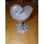A Victorian EP stand with glass nautilus shell bowl.