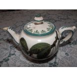 A Wemyss cherry pattern bachelor's teapot – Thos. Goode, 6.75” across handle.