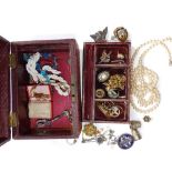 A jewellery box & contents.
