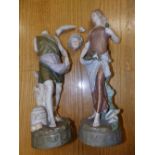 A pair of Austrian biscuit porcelain figures – one damaged.