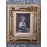 A miniature oil on panel – Young sailor boy – monogrammed.