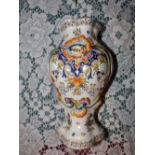 A 19thC delft polychrome vase – JJ1009, 9.5”