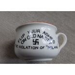 A Fieldings Ware miniature anti-Hitler chamber pot – 'Jerry No.1', 'Flip your ashes on old nasty.