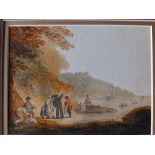 William Payne – watercolour – Figures in a cove, signed, 4.75” x 6” - original sky