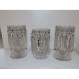 A small pair of Victorian cut glass lustres and one other. (3)