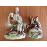 A small Victorian Staffordshire arab & camel group and one other - a/f (2)