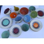 33 pieces of Susie Cooper banded tea ware in a variety of colours – Crown Works, Burslem.