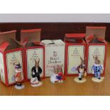 Five Royal Doulton Bunnikins figures including 'Partners in Collecting' 15th. Anniversary group.