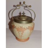 A 19thC Locke & Co. Worcester porcelain EP mounted biscuit barrel.