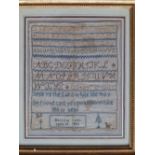 A small Victorian silkwork sampler – Mary Ann Carey, Aged 12, 1860, 9.5” x 8” - a/f