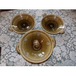 Two green glazed Wemyss bowls, four others and an agate ware jug. (7).