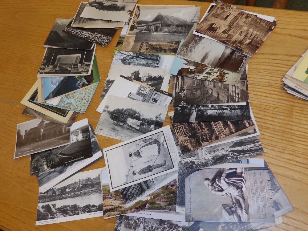 Approximately 110 postcards depicting Devon and other views together with some ration books.