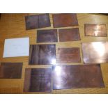 44 copper printing plates for visiting cards – mostly Torquay addresses.