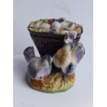 A continental porcelain chicken & egg basket inkwell – a/f.