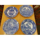 A Copelan Spode Italian pattern blue & white plate and three others. (4)