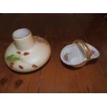 A Royal Worcester porcelain miniature basket and a vase – 2491 (2)