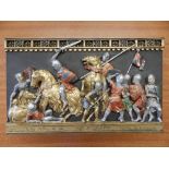 A resin relief moulded 'Battle of Evesham' frieze comprising three rectangular panels by Marcus