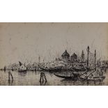 JVC – four small black ink drawings – Harbour scenes in Venice etc.