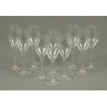 A set of ten 15.5 cm Baccarat sherry glasses, each with etched mark to foot.