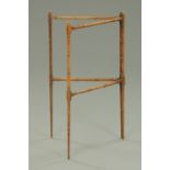 An early 19th century mahogany ring turned folding clothes or towel stand.