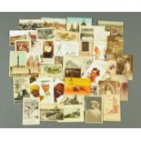 A collection of First World War and later postcards, including two silks (45).