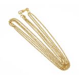 A 9 ct yellow gold graduated three strand belcher chain, 14.2 grams.