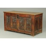 A large 18th century Continental walnut coffer,