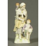 A 19th century Berlin porcelain figure group, mother with children,