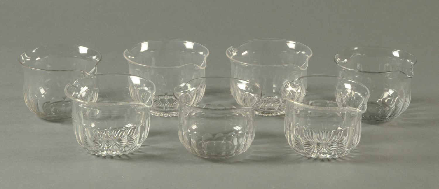 A matched set of seven 19th century glass rinsing bowls. Each diameter approximately 13.5 cm.